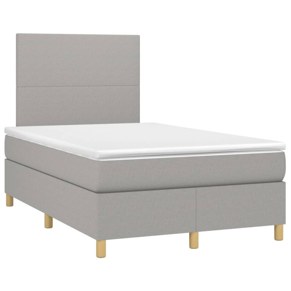 Cama box spring con colchón tela gris claro 120x200