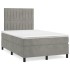Cama box spring con colchón terciopelo gris claro 120x200