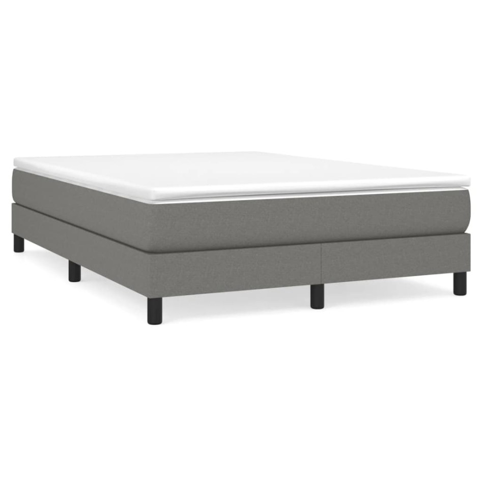 Cama box spring con colchón tela gris oscuro 140x190