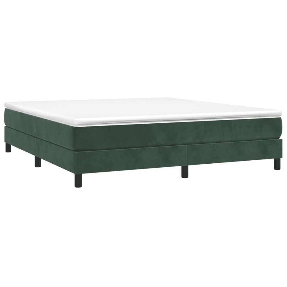 Cama box spring con colchón terciopelo verde oscuro 180x200