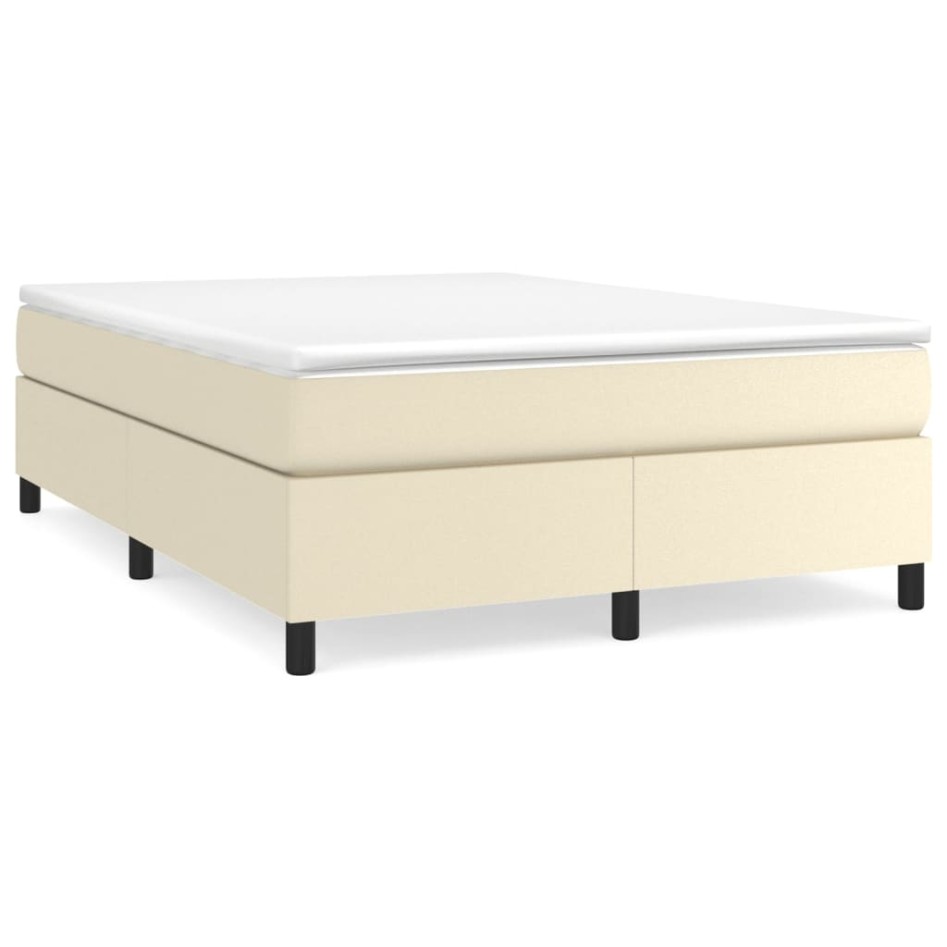 Cama box spring con colchón cuero sintético crema