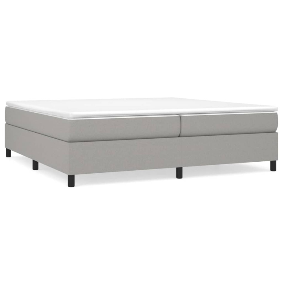 Cama box spring con colchón tela gris claro 200x200