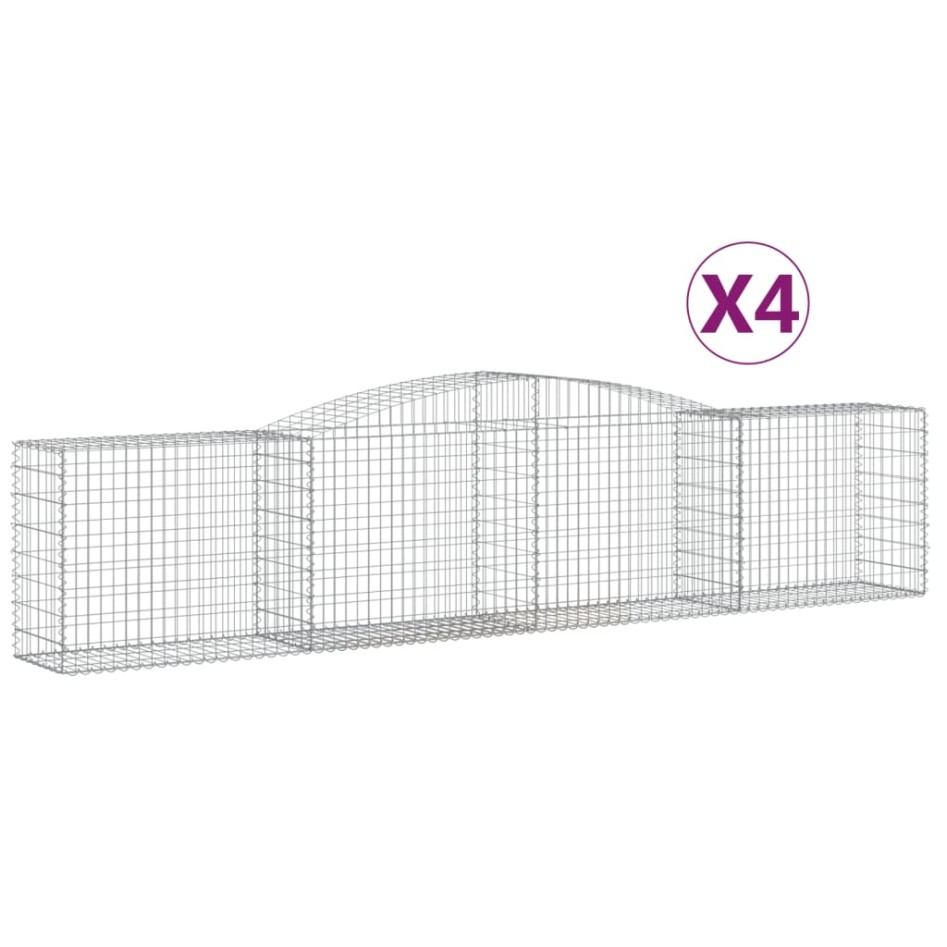 Cestas de gaviones 4 uds forma de arco hierro 400x50x80/100