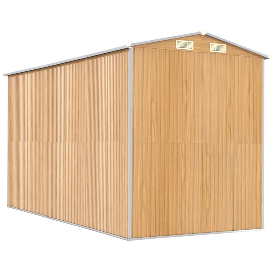 Cobertizo jardín acero galvanizado marrón claro 192x357x223