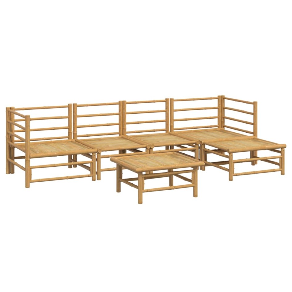 Set de muebles de jardín 6 piezas bambú con cojines gris