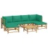 Set de muebles de jardín 7 piezas bambú con cojines