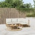Set de muebles de jardín 5 piezas bambú y cojines blanco
