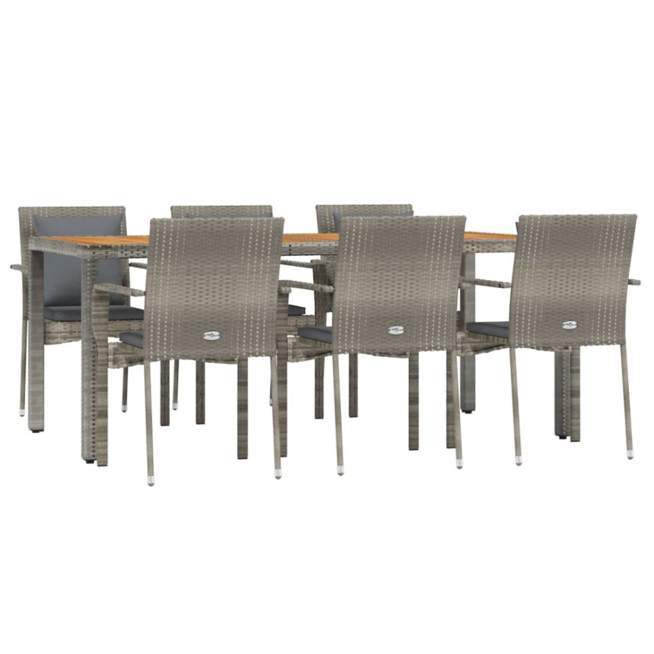 Set comedor jardín 7 pzas y cojines ratán sintético