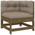 Juego muebles jardín 6 pzas y cojines madera maciza marrón