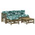 Juego de muebles jardín 5 pzas y cojines madera pino