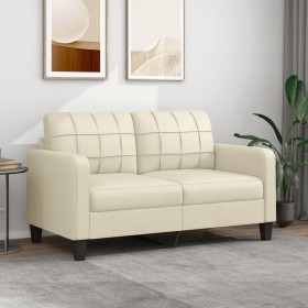 Sofá de 2 plazas de cuero sintético color crema 140