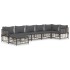Set muebles de jardín 7 pzas y cojines ratán PE gris