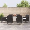 Set de comedor de jardín 7 pzas y cojines ratán sintético negro