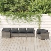 Set de muebles de jardín 7 pzas y cojines ratán sintético gris