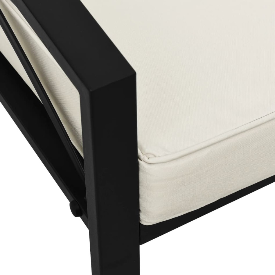 Sillas de jardín 2 uds acero con cojines color arena