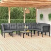 Juego de muebles de jardín 9 pzas ratán sintético negro y gris
