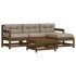 Juego muebles jardín 5 pzas y cojines madera maciza marrón