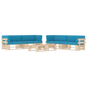 Muebles de palets 6 pzas y cojines madera pino