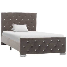 Estructura de cama de terciopelo gris 90x200