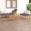 Muebles de jardín 3 piezas con cojines madera maciza de acacia