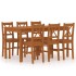 Conjunto de comedor 7 piezas madera de pino marrón