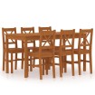 Conjunto de comedor 7 piezas madera de pino marrón miel