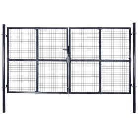 Puerta de malla de jardín acero galvanizado gris 289x200