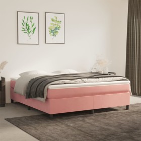 Cama box spring con colchón terciopelo rosa 160x200