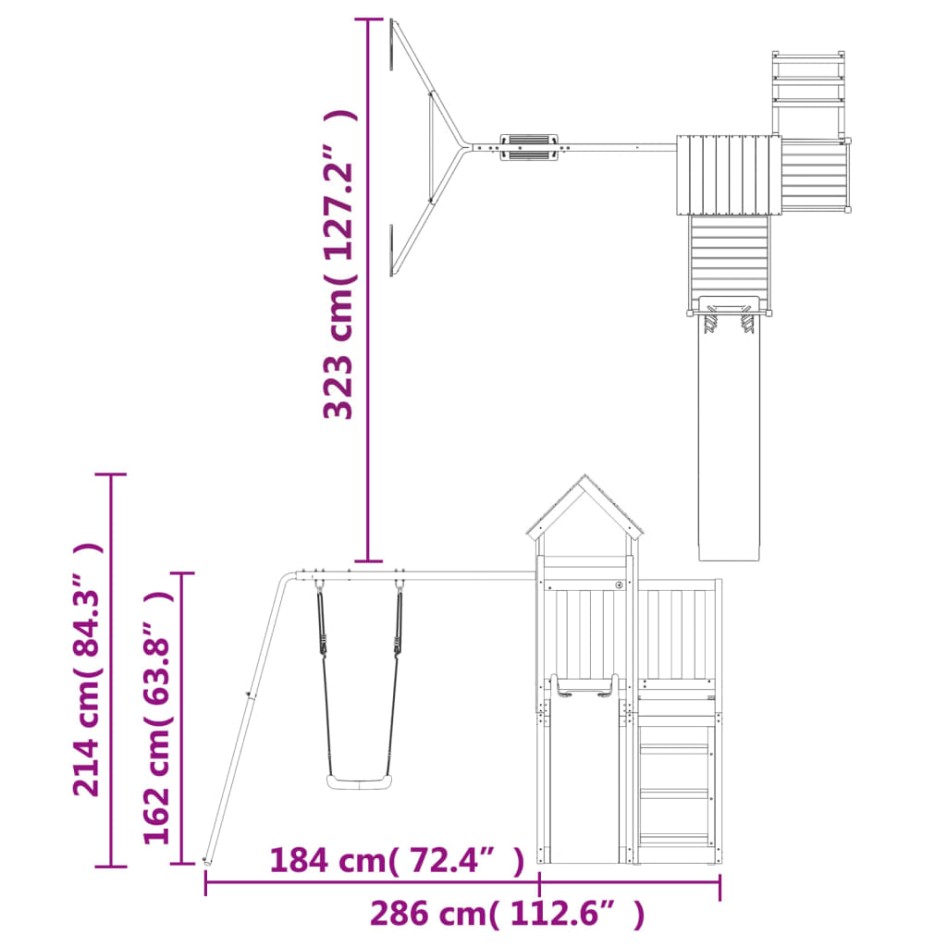 Parque infantil de exterior madera maciza