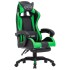 Silla gaming con reposapiés cuero sintético verde y
