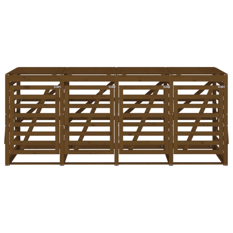 Cobertizo cuádruple para cubo de basura madera pino marrón