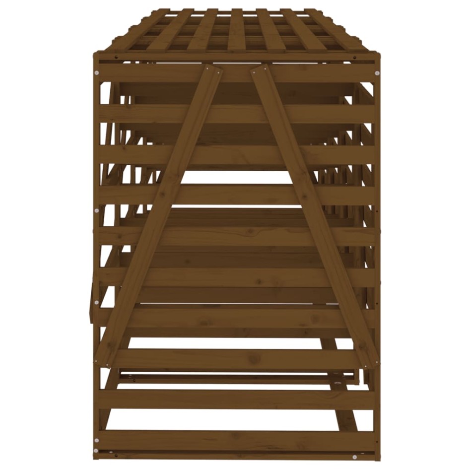 Cobertizo cuádruple para cubo de basura madera pino marrón