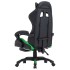 Silla gaming con reposapiés cuero sintético verde y