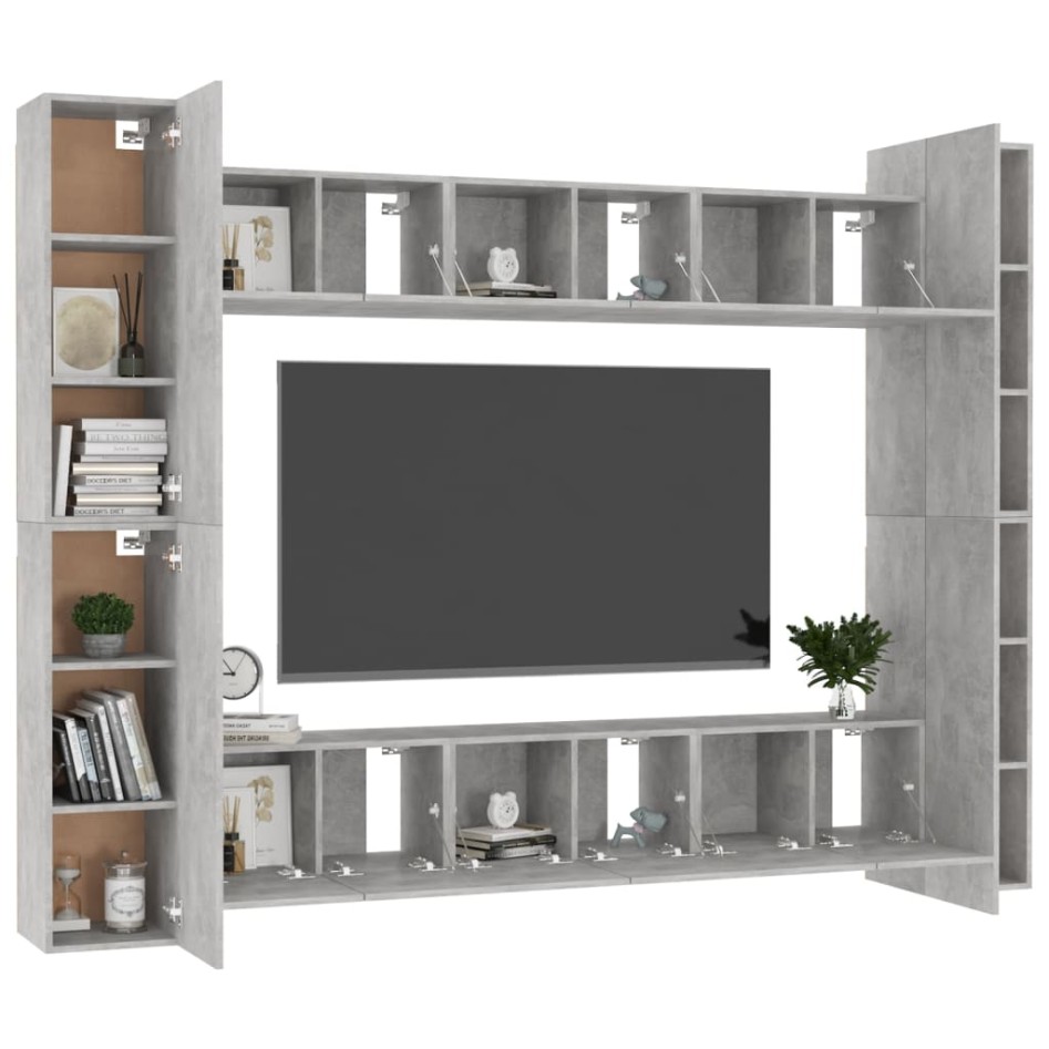 Set de muebles de salón 10 pzas madera ingeniería gris