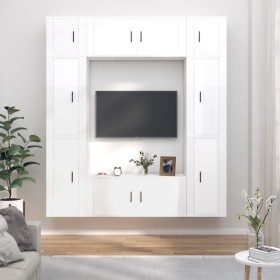 Set de muebles de TV 8 pzas madera contrachapada blanco