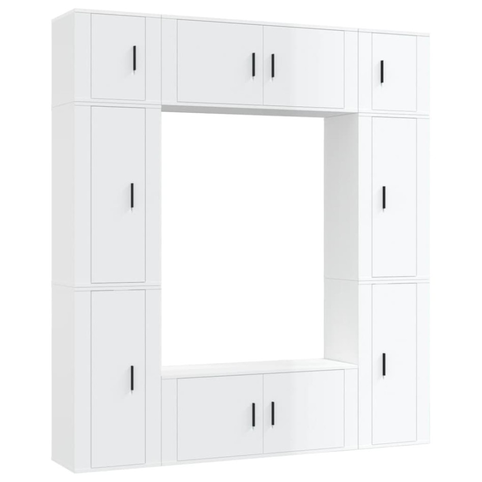 Set de muebles de TV 8 pzas madera contrachapada blanco