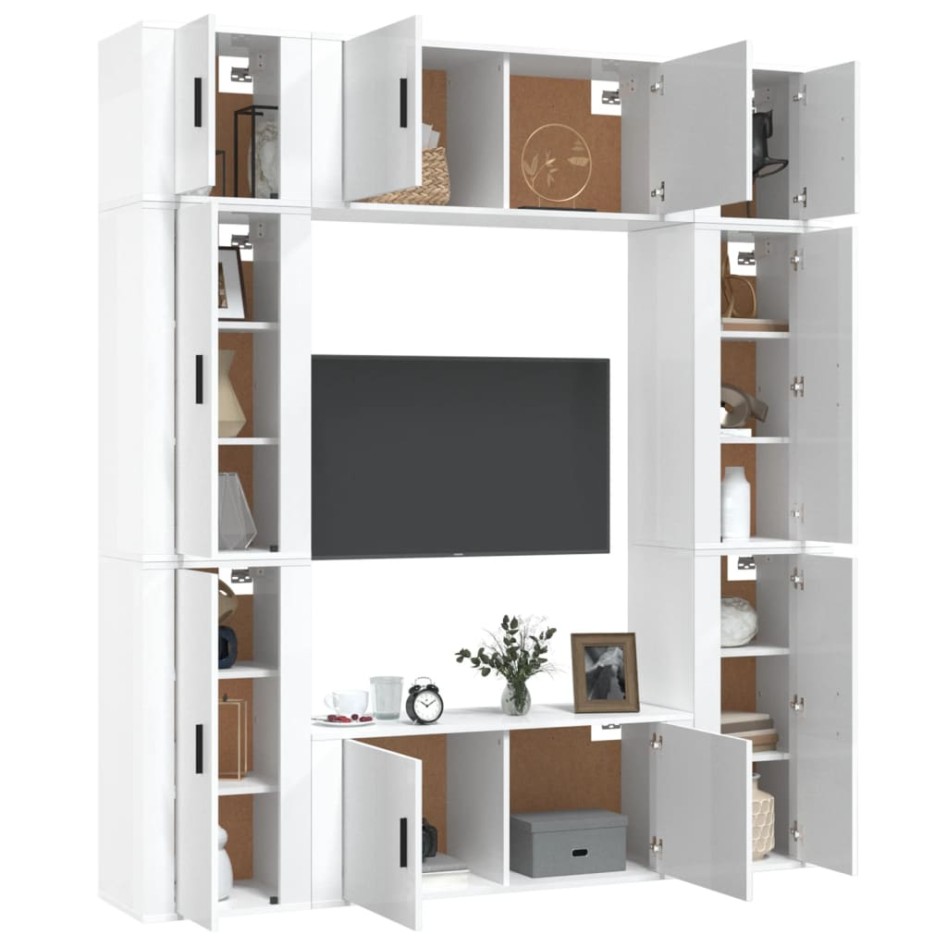 Set de muebles de TV 8 pzas madera contrachapada blanco
