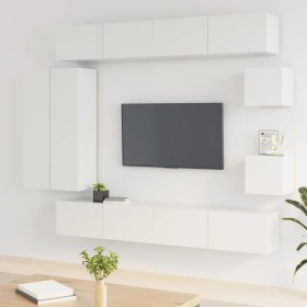Set de muebles de TV 8 pzas madera contrachapada blanco