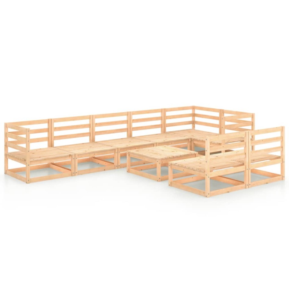Juego de muebles de jardín 9 piezas madera maciza de