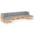 Juego de muebles de jardín 7 pzas y cojines madera maciza