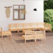 Juego de muebles de jardín 10 piezas madera maciza de pino
