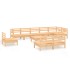 Juego de muebles de jardín 10 piezas madera maciza de