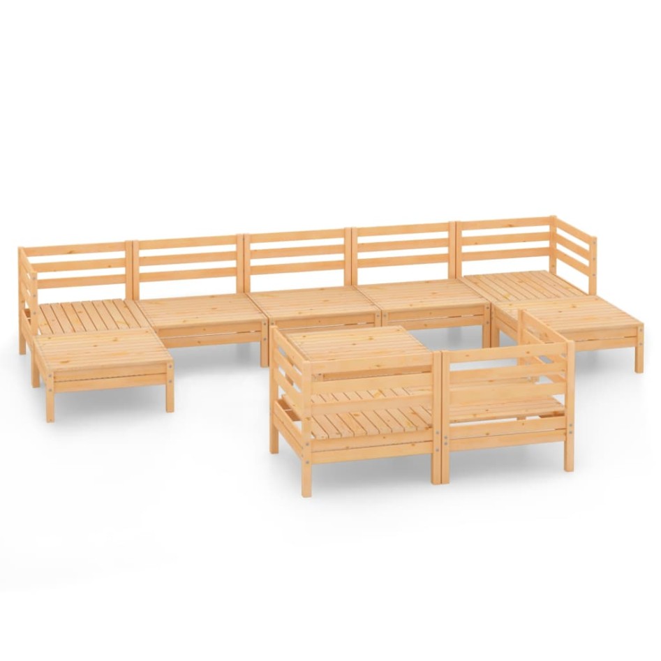 Juego de muebles de jardín 10 piezas madera maciza de