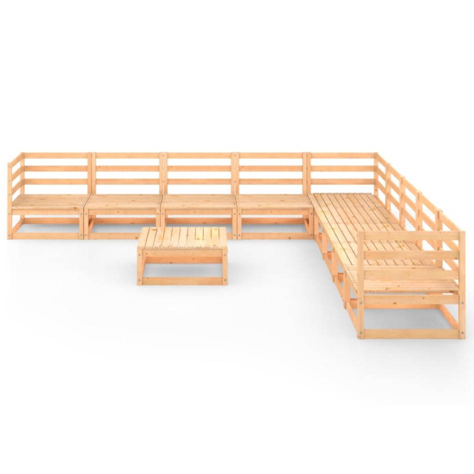 Juego de muebles de jardín 9 piezas madera maciza de