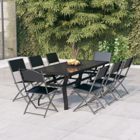Juego de comedor de jardín 9 piezas gris y
