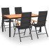 Juego de comedor para jardín 5 piezas negro y
