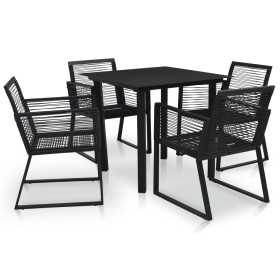 Juego de comedor de jardín 5 piezas ratán PVC