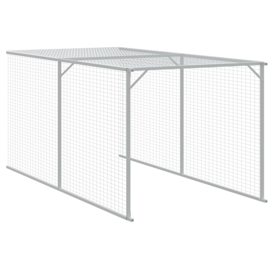 Gallinero con corral acero galvanizado gris 110x813x110