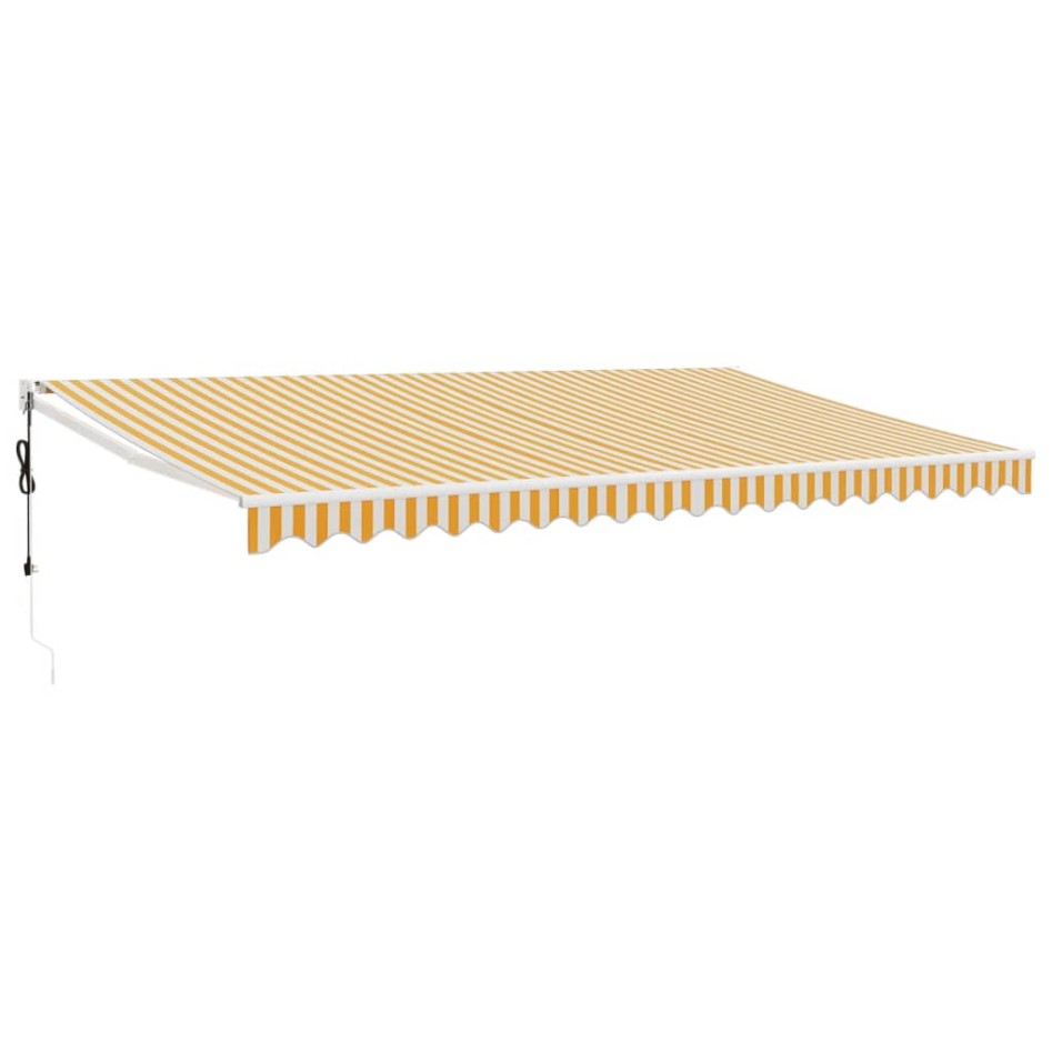 Toldo retráctil automático amarillo y blanco 5x3