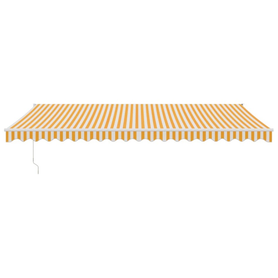 Toldo retráctil automático amarillo y blanco 5x3